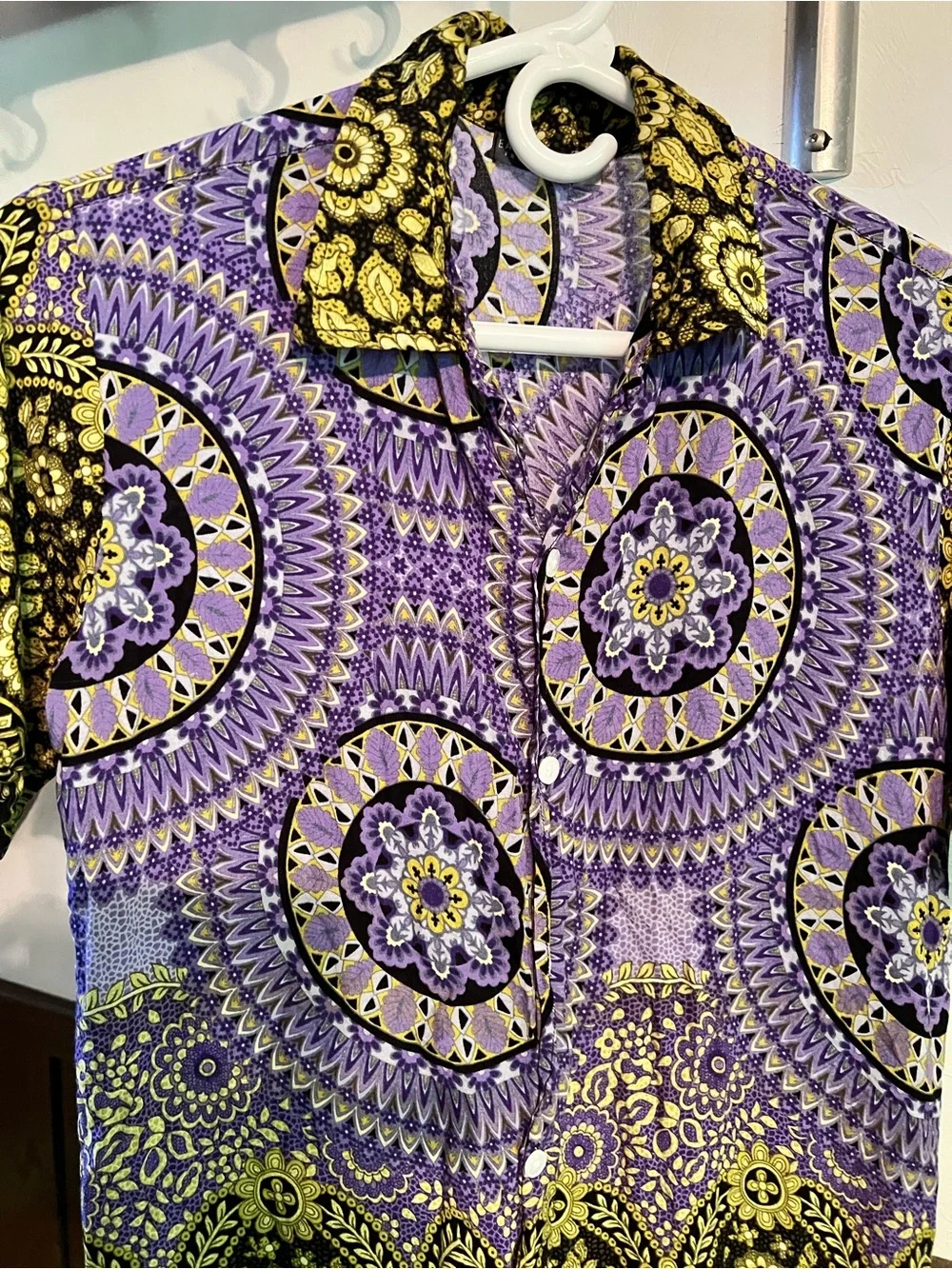 Earthbound Trading co. size S Boho Mandala Rayon button up shirt.